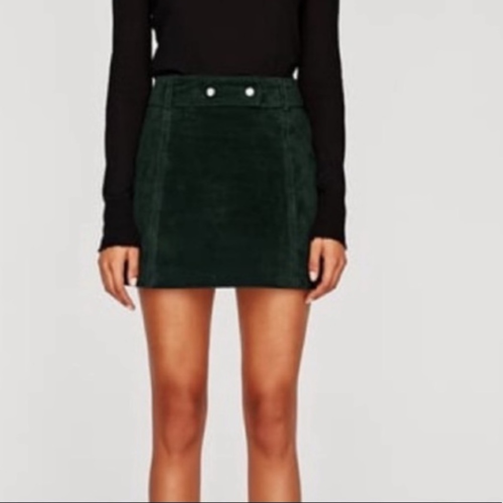 Green suede skirt